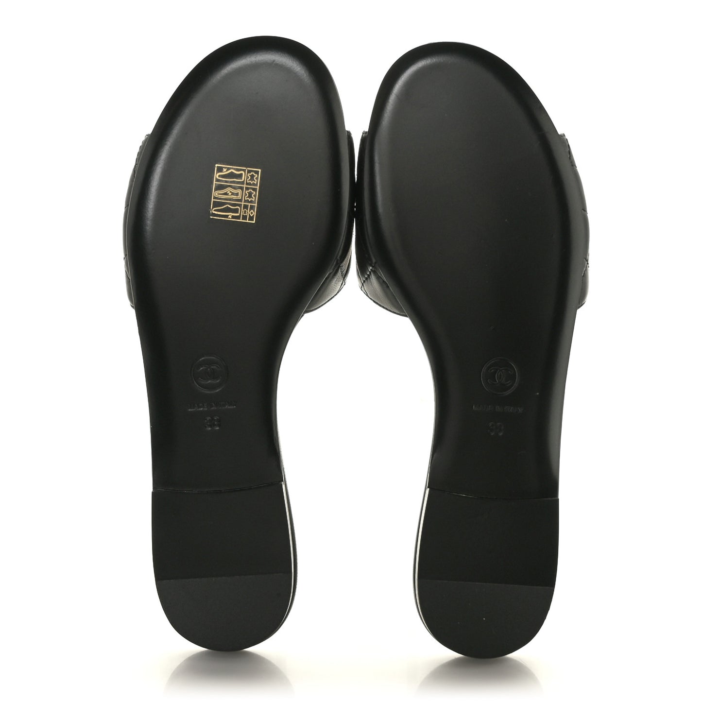 Lambskin Quilted CC Turnlock Sandals 38 Black