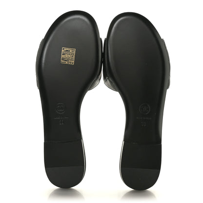 Chanel Lambskin Quilted CC Turnlock Sandals 38 Black 5 of 9
