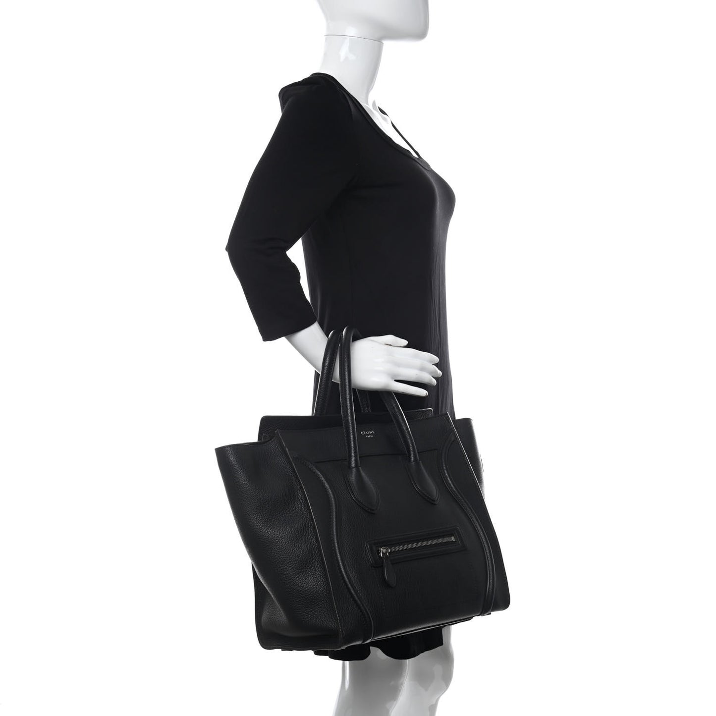 Drummed Calfskin Mini Luggage Black