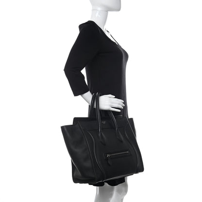 Celine Drummed Calfskin Mini Luggage Black 2 of 10