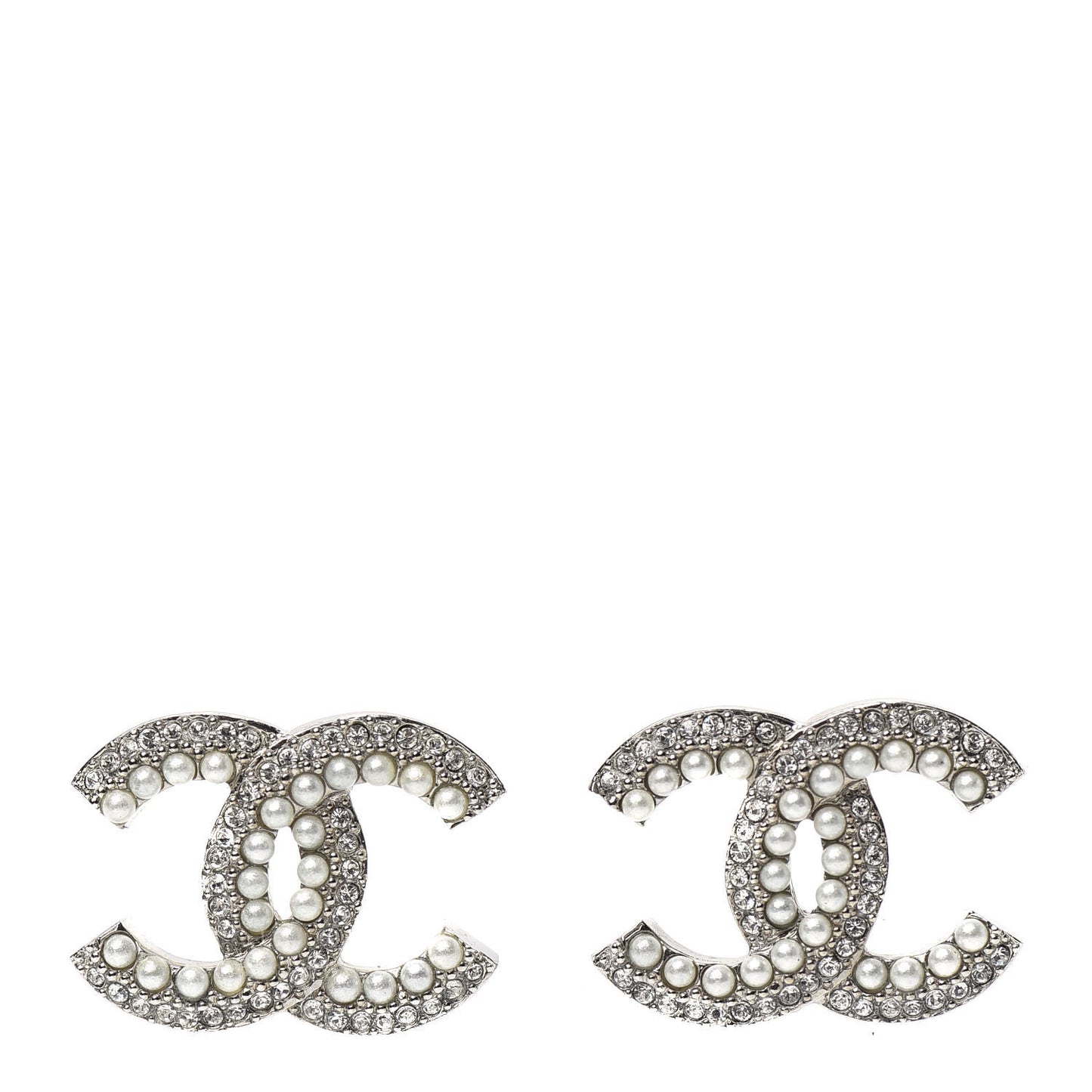 Pearl Crystal CC Snow Palace Earrings Silver