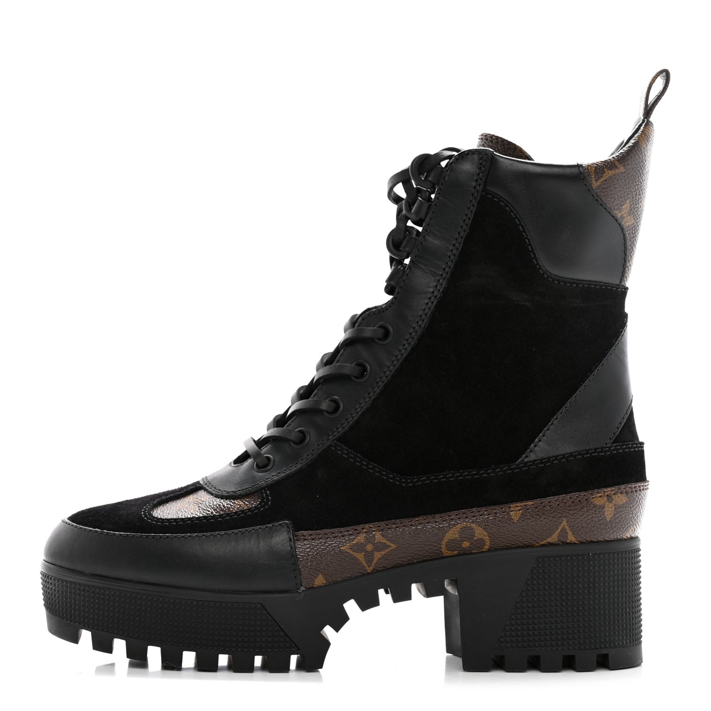 Suede Calfskin Monogram Laureate Platform Desert Boots 39 Black