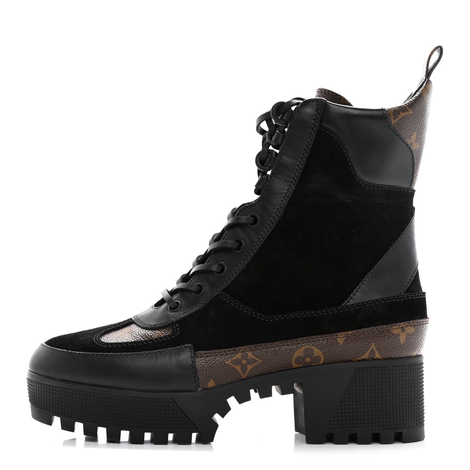 Louis Vuitton Suede Calfskin Monogram Laureate Platform Desert Boots 39 Black 1 of 11
