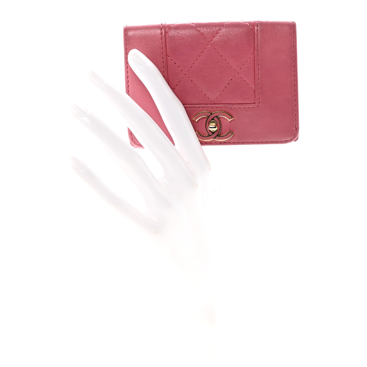 Chanel Sheepskin Quilted Vintage Mademoiselle Trifold Wallet Dark Pink 2 of 8