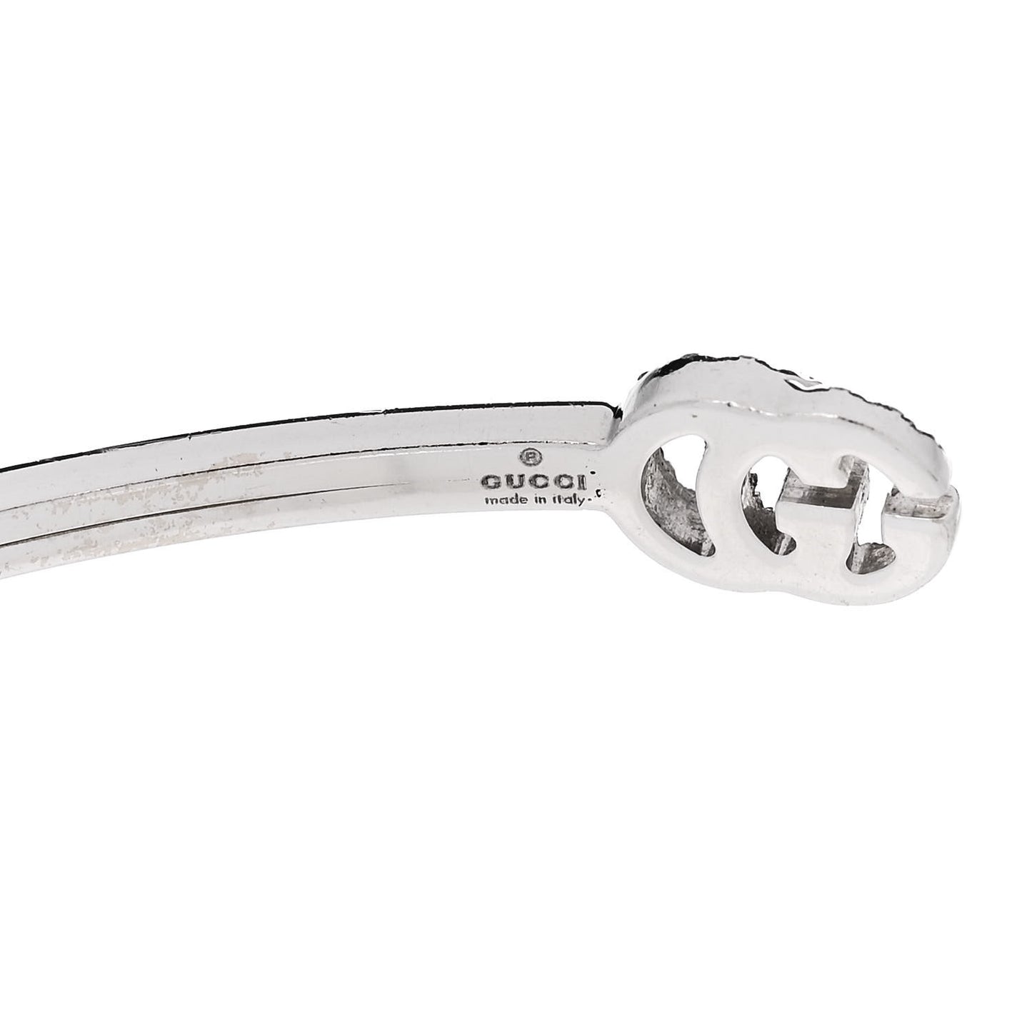 18K White Gold Diamond GG Running Cuff Bracelet