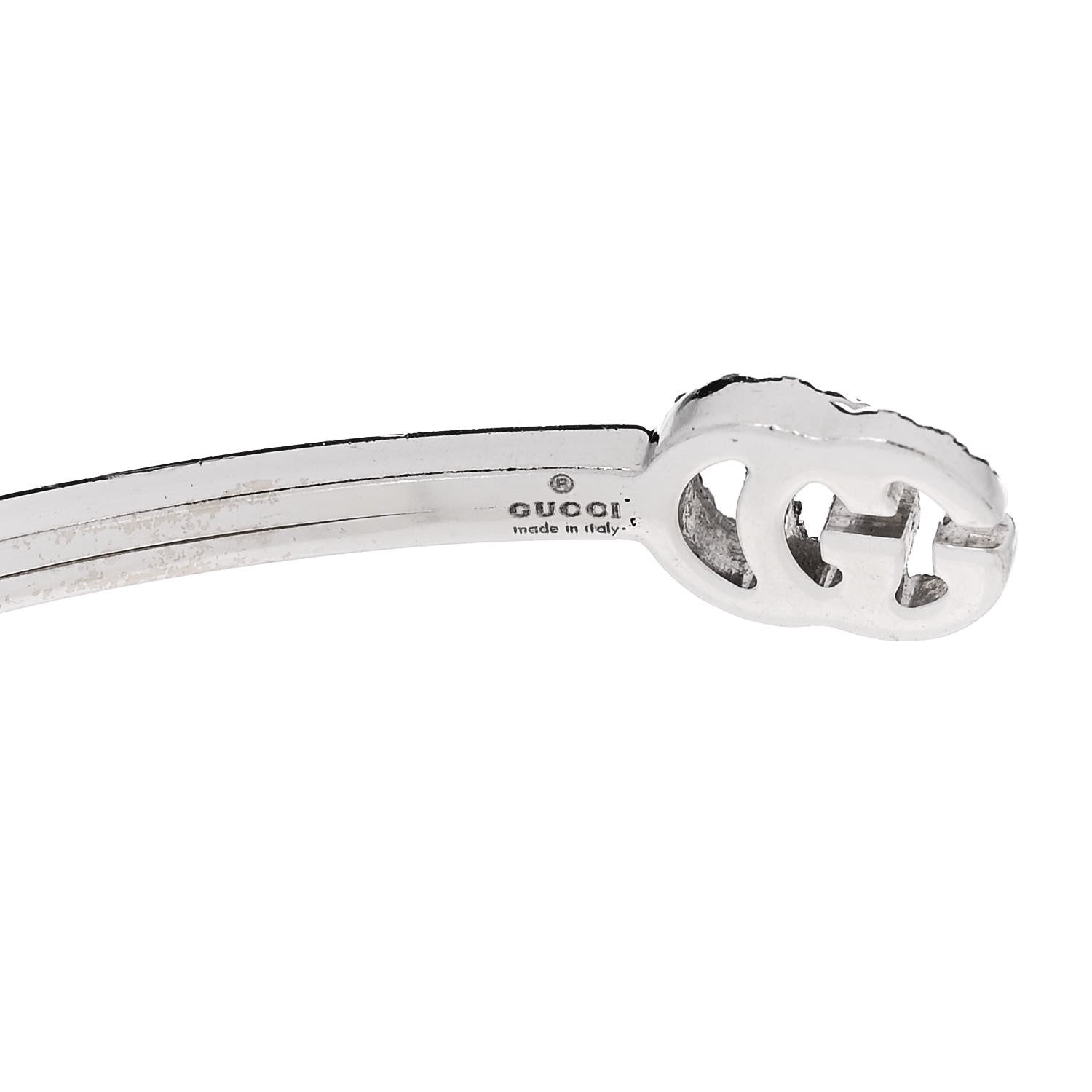Gucci 18K White Gold Diamond GG Running Cuff Bracelet 3 of 5