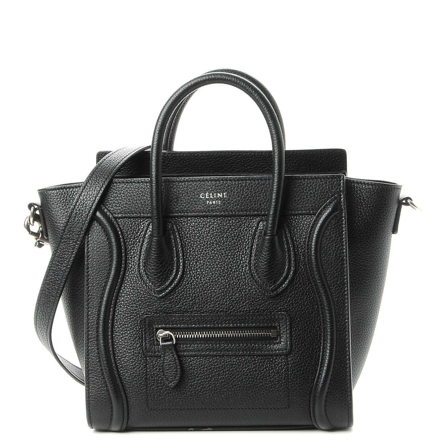 Celine Drummed Calfskin Nano Luggage Black 1 of 9
