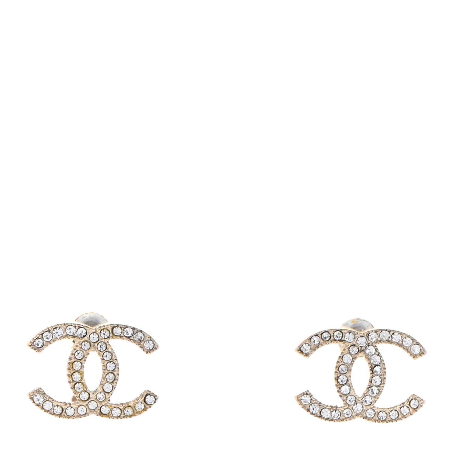 Chanel Crystal CC Earrings Gold 1 of 9