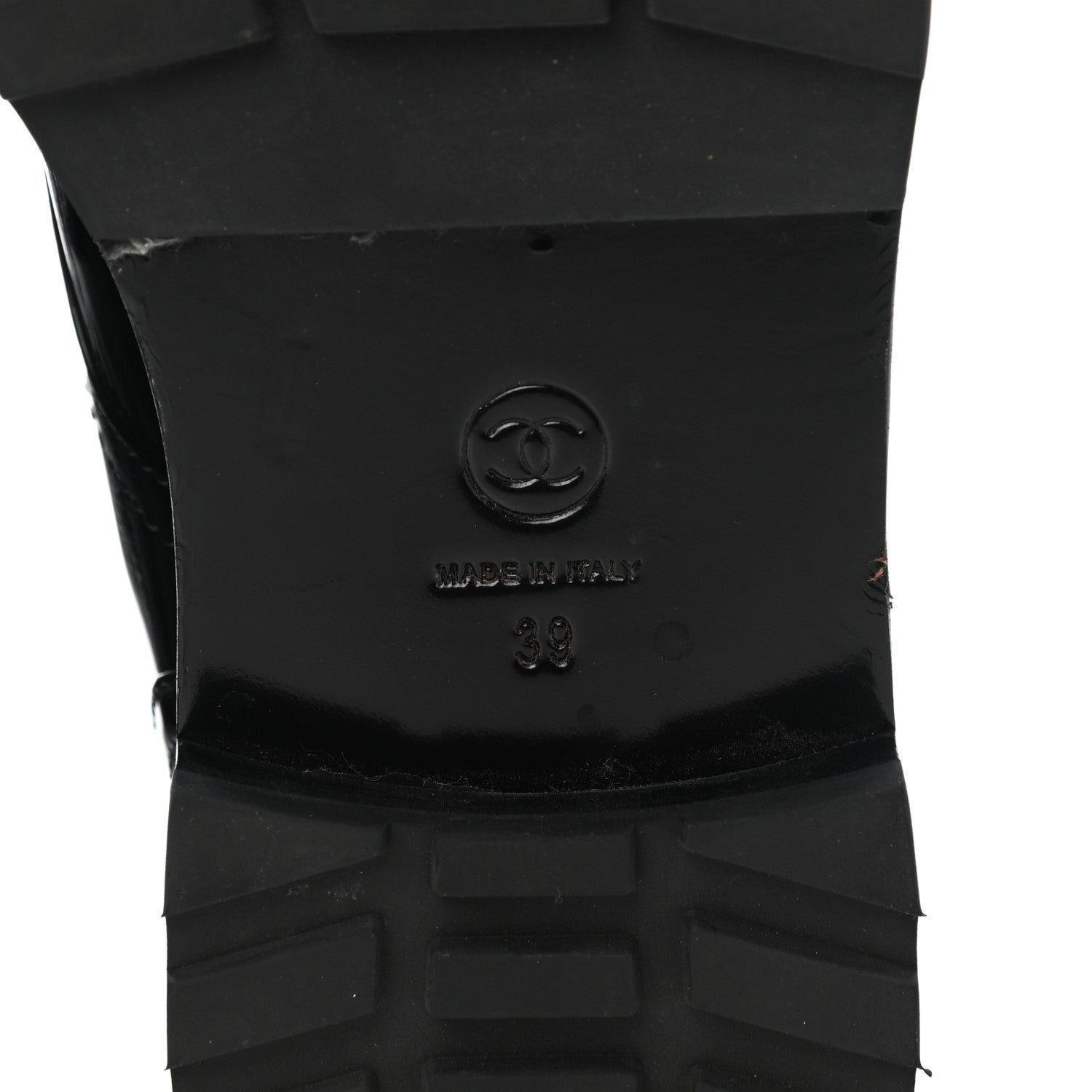 Chanel Patent Calfskin Pearl Combat Ankle Boots 39 Black 6 of 8
