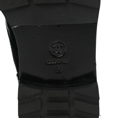 Chanel Patent Calfskin Pearl Combat Ankle Boots 39 Black 6 of 8