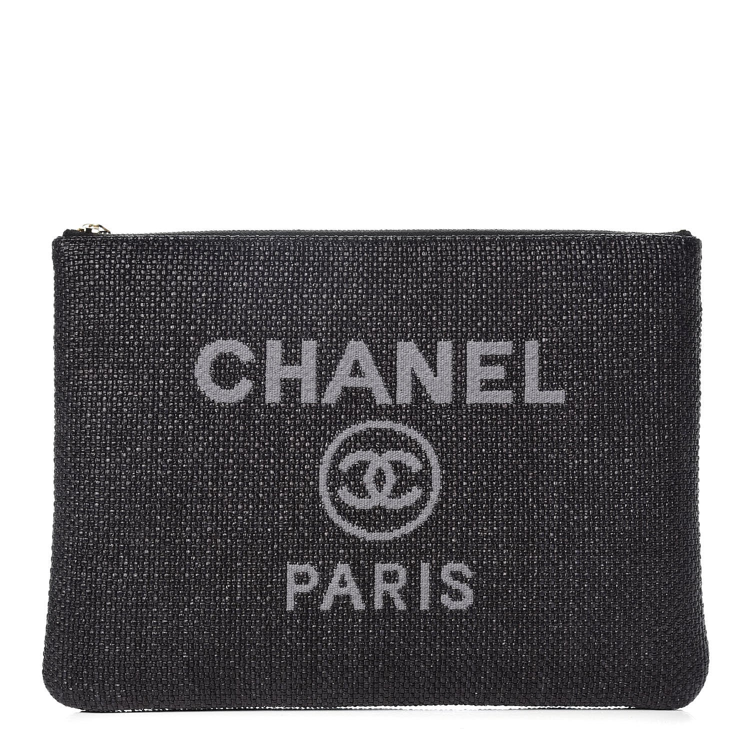 Chanel Woven Straw Small Deauville Pouch Black 1 of 10