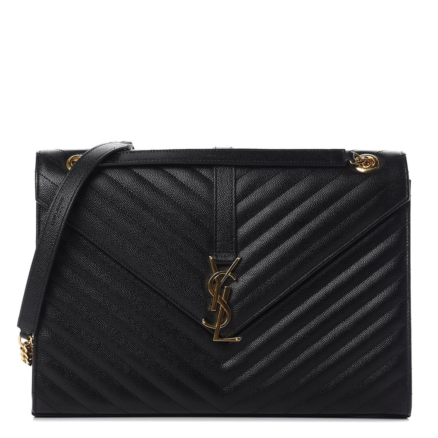Grain De Poudre Matelasse Chevron Large Monogram Satchel Black