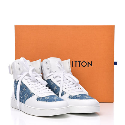 Louis Vuitton Calfskin Monogram Denim Rivoli High Top Sneakers 10 White 12 of 12