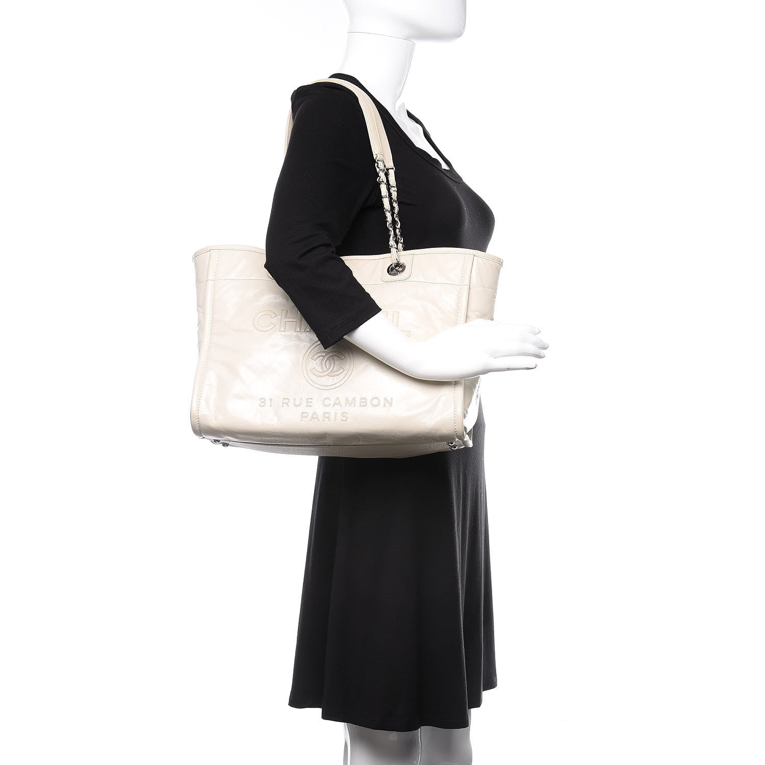 Chanel Glazed Calfskin Small Deauville Tote Ecru 2 of 10
