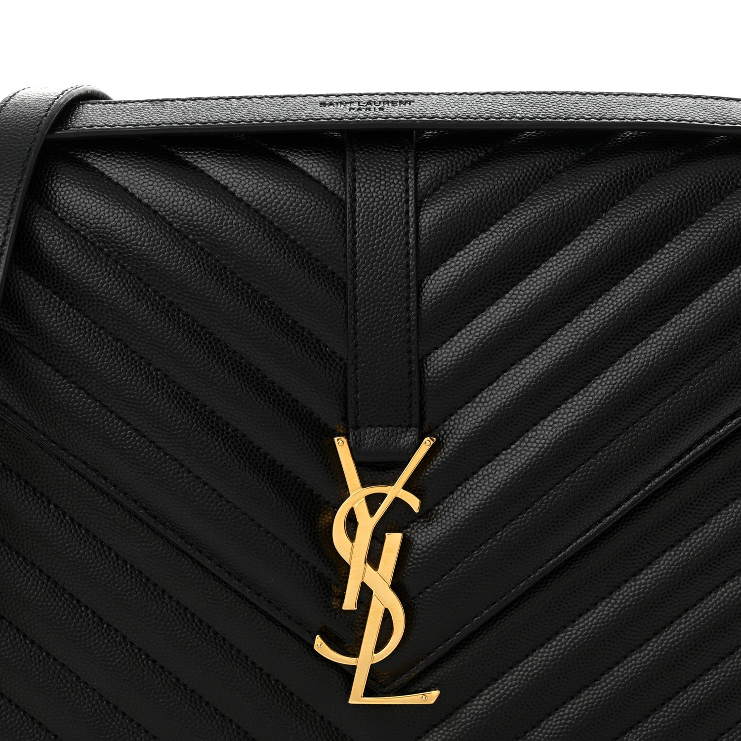 Saint Laurent Grain De Poudre Matelasse Chevron Large Monogram Satchel Black 8 of 10