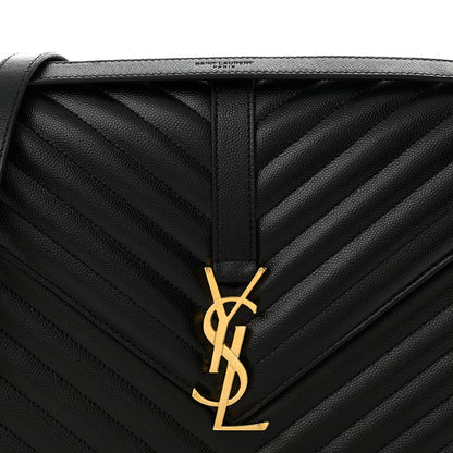 Saint Laurent Grain De Poudre Matelasse Chevron Large Monogram Satchel Black 8 of 10