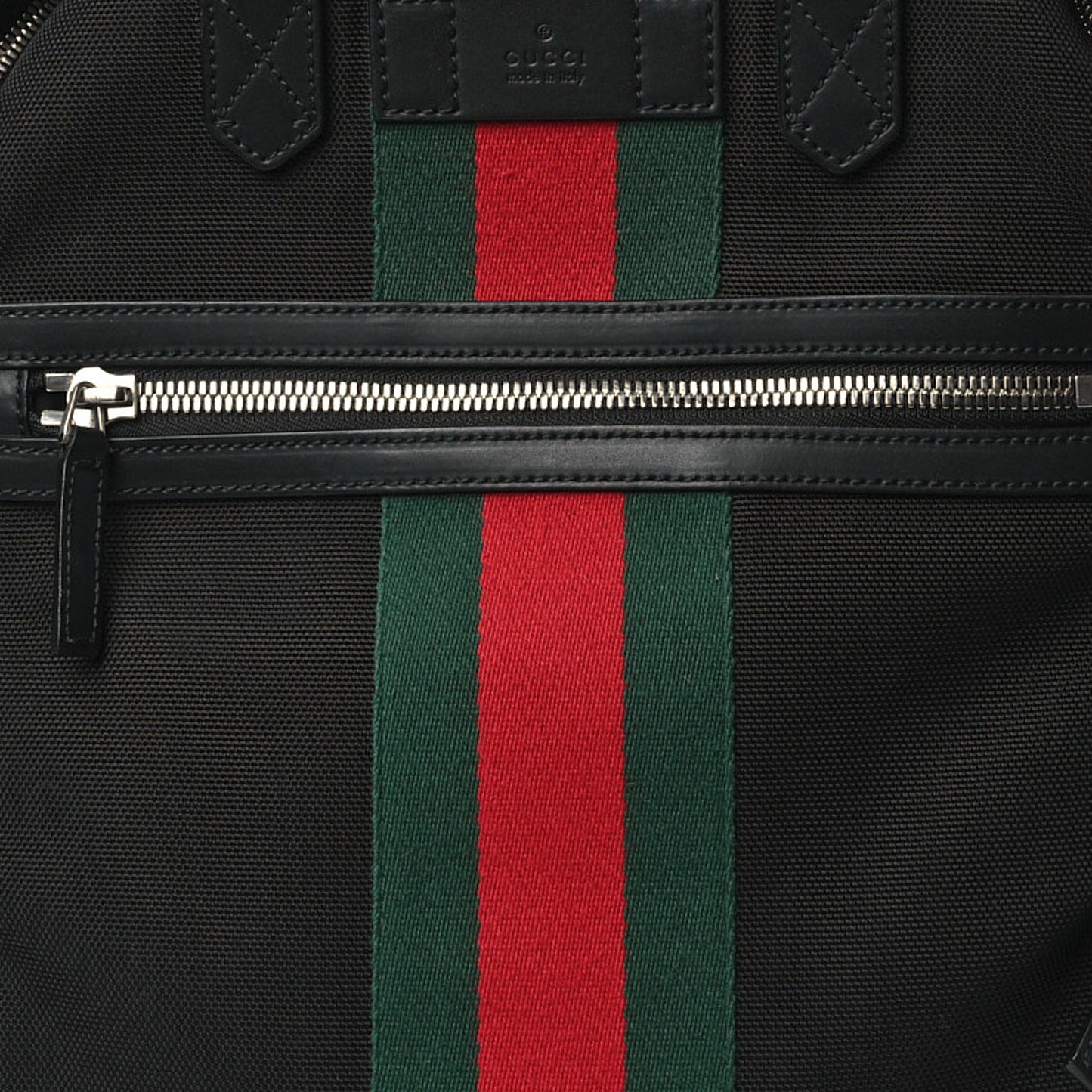 Techno Canvas Appia Calfskin Web Tote Backpack Black