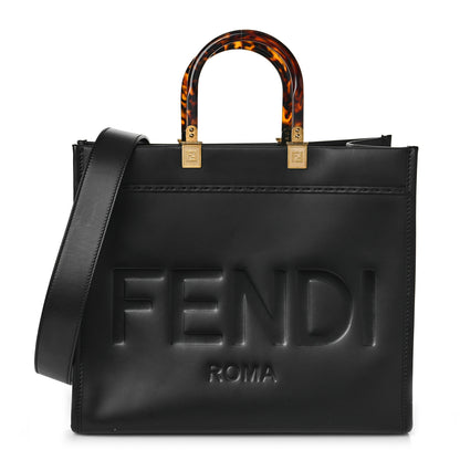Fendi Vitello King Plexiglass Medium Fendi Sunshine Shopper Tote Black 1 of 9