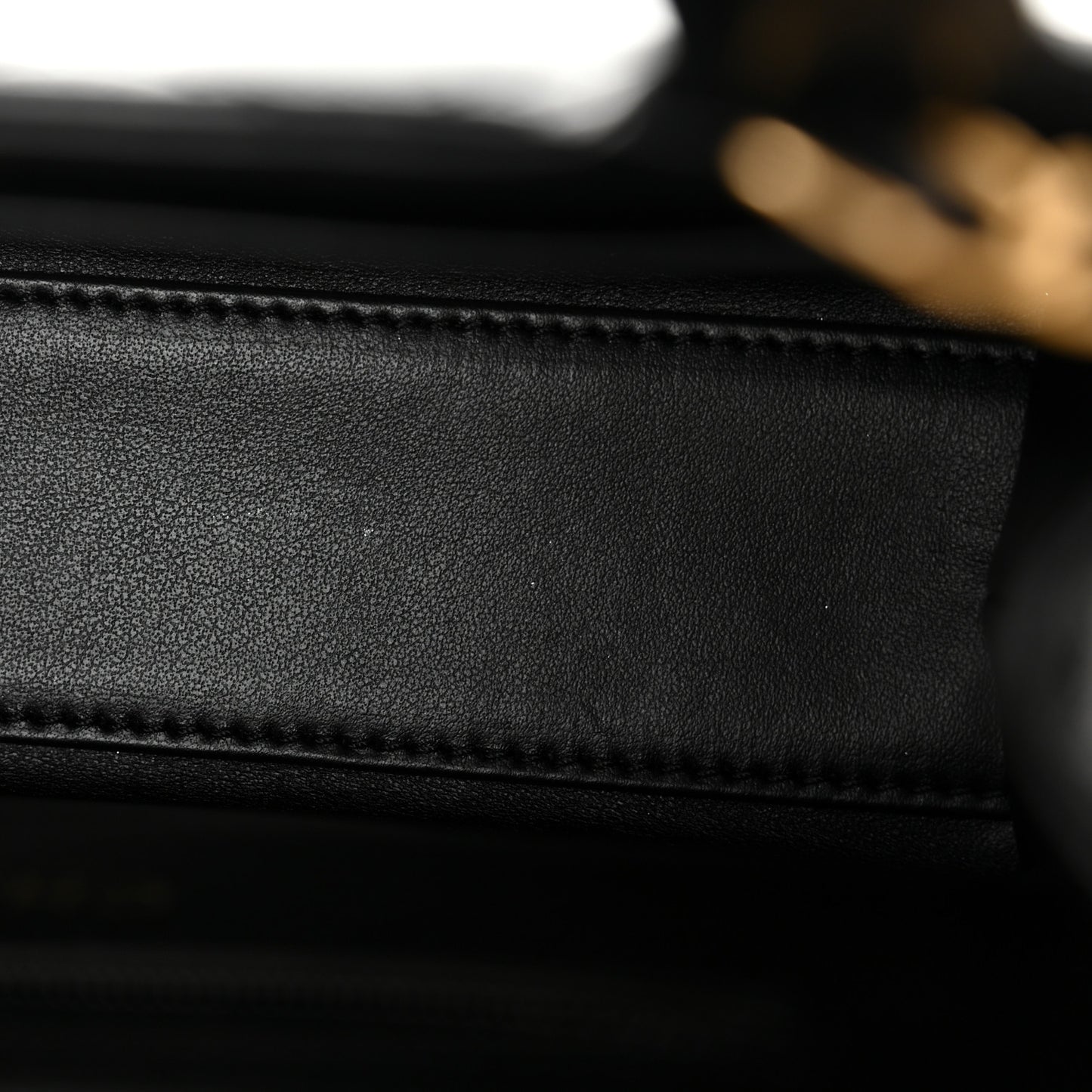 Shiny Aged Calfskin Quilted Nano Kelly Shopper Black