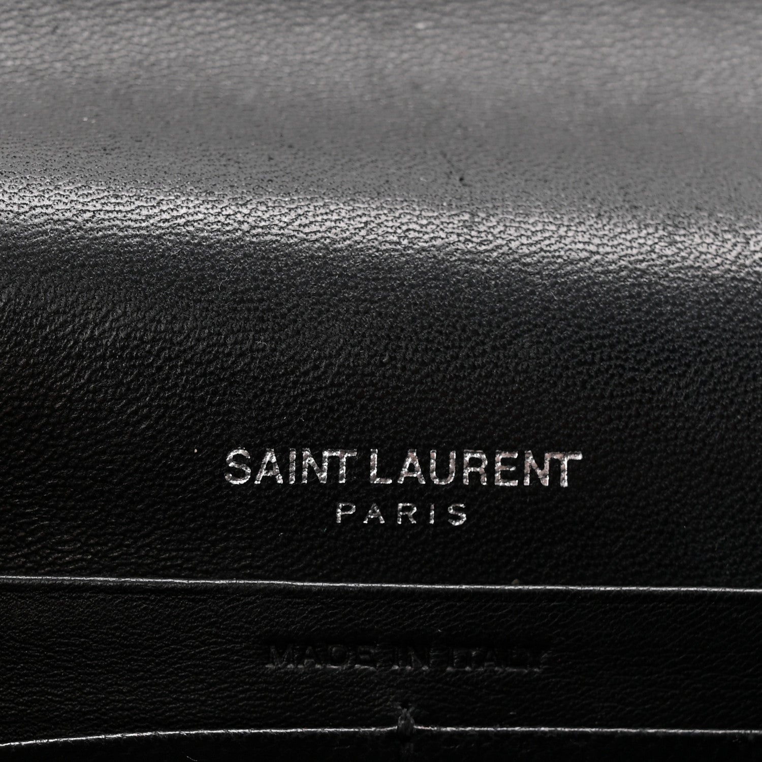 Saint Laurent Calfskin Crocodile Embossed Kate Monogram Tassel Chain Wallet Black 6 of 9