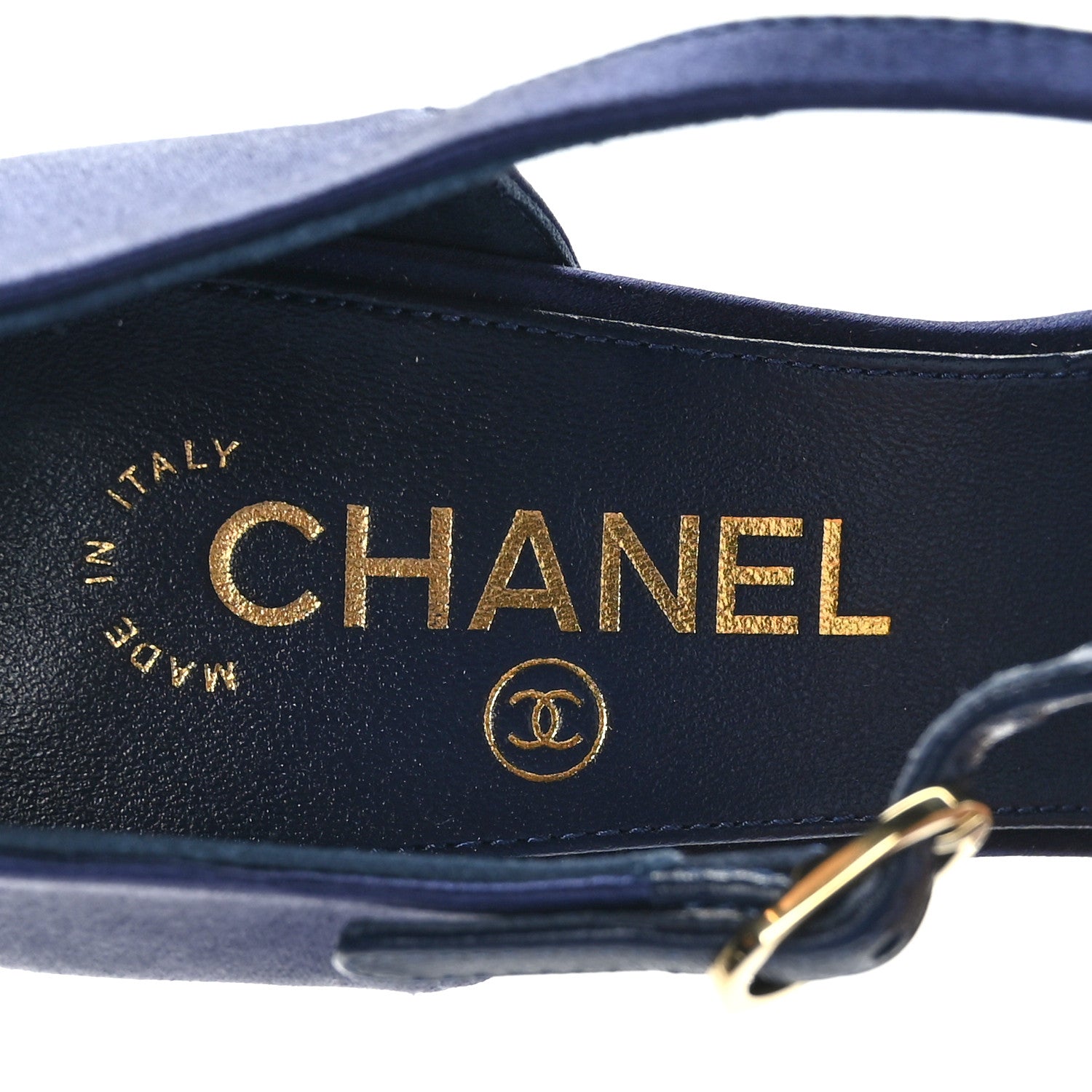 Chanel Satin Pearl Sandals 38 Dark Blue 8 of 9