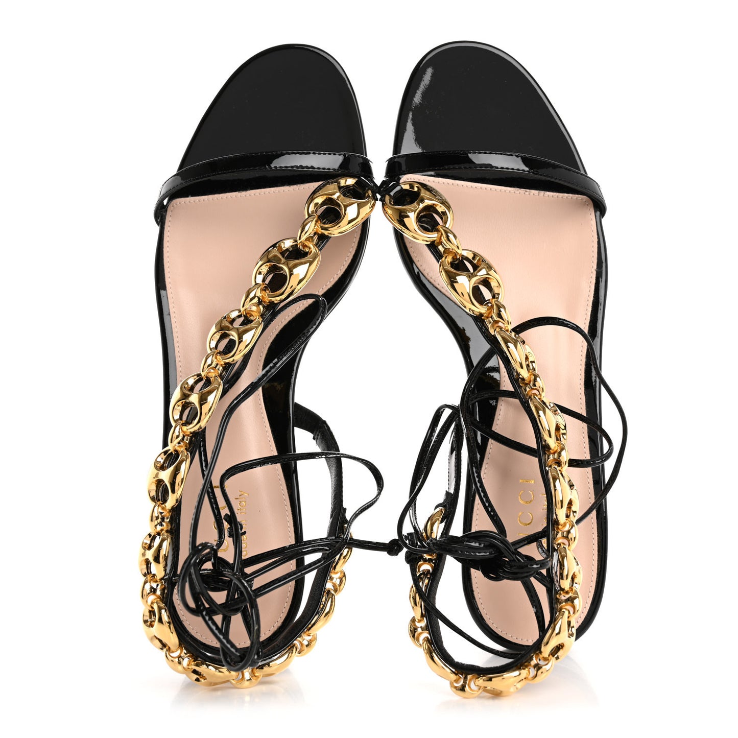 Vernice Crystal Lambskin Marina Ankle Wrap Sandals 38 Black