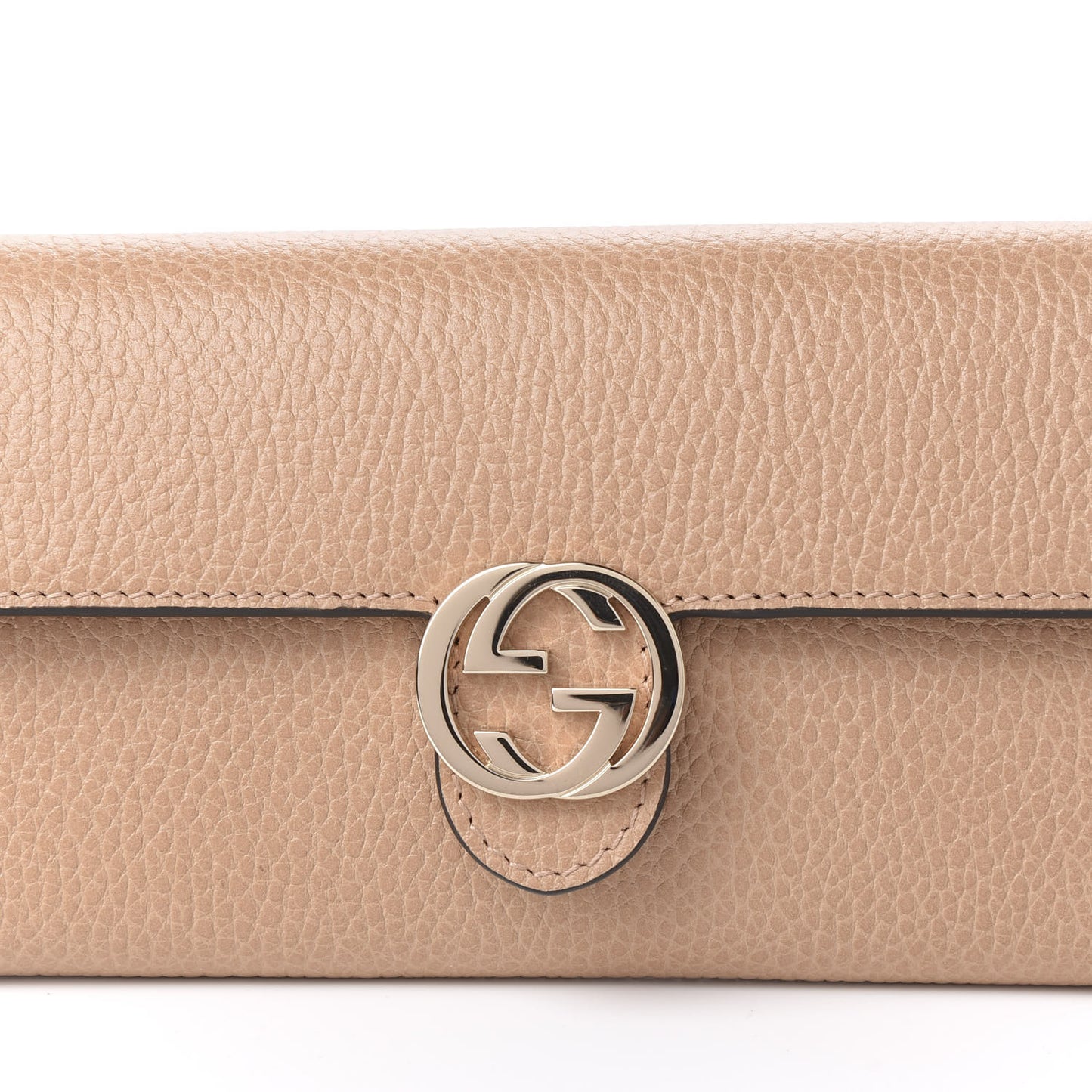 Dollar Calfskin Interlocking G Continental Wallet Camelia
