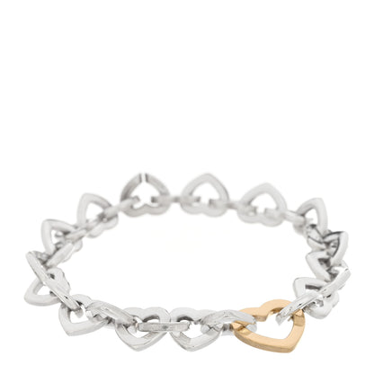 Tiffany Sterling Silver 18K Yellow Gold Heart Links Bracelet 1 of 3
