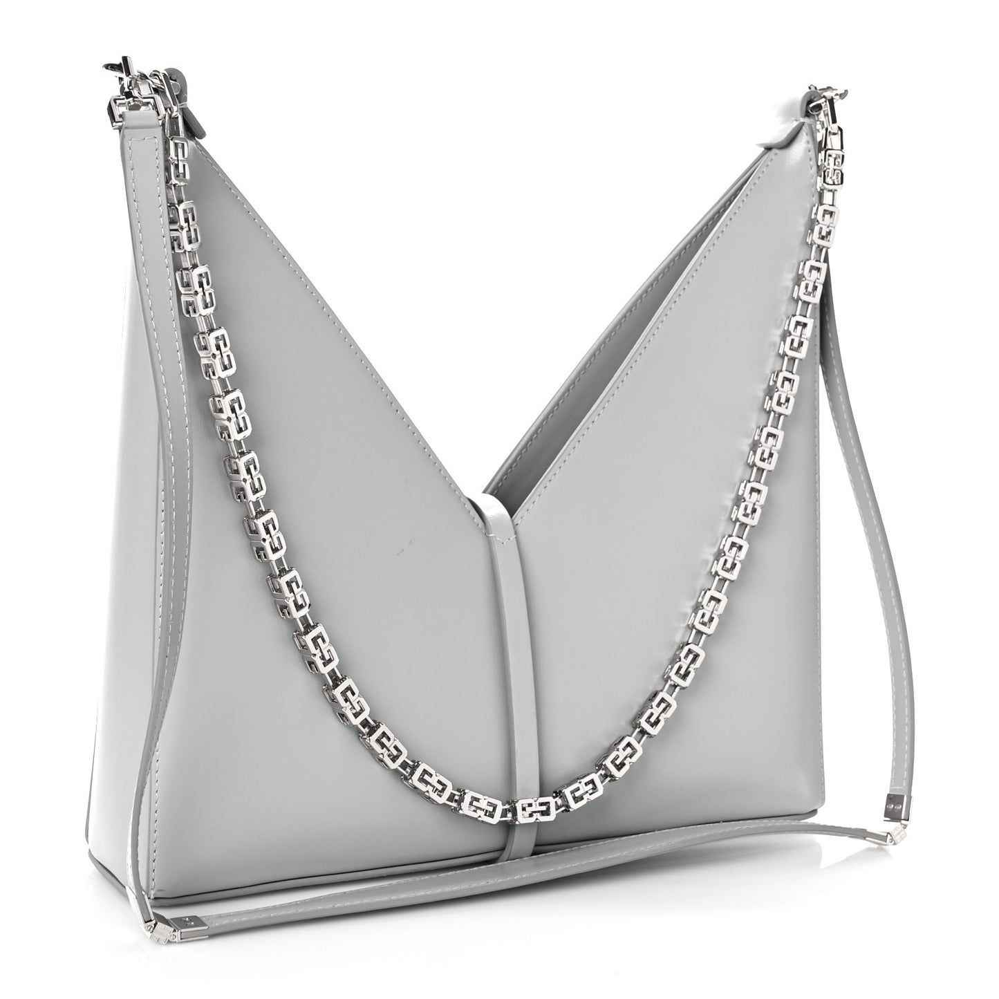 Box Calfskin Small Cut Out Shoulder Bag Cloud Grey