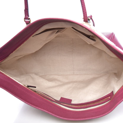 Gucci Monogram Textured Calfskin Medium Bree Zippered Tote Beige Ebony Peonia Flower 5 of 7