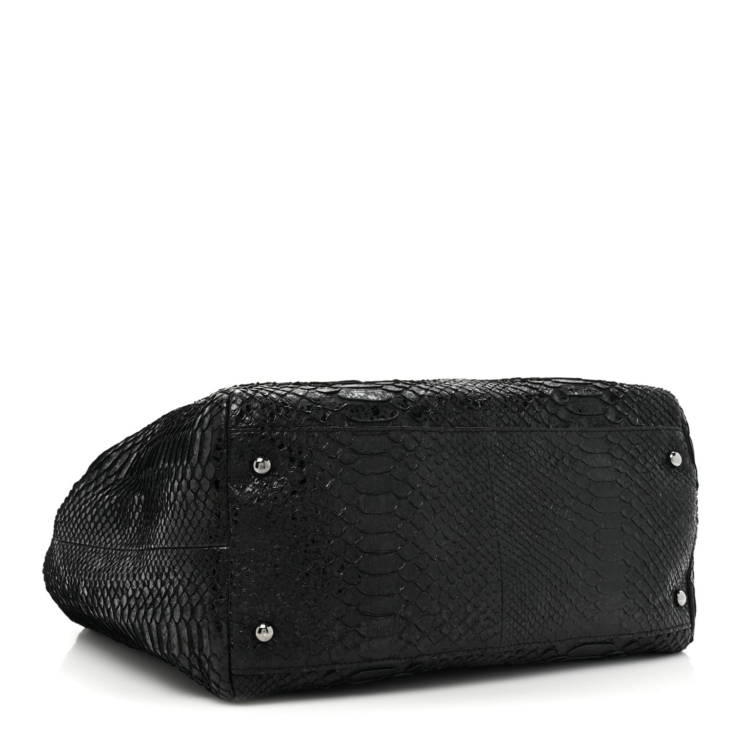 Snakeskin Accordion Tote Black
