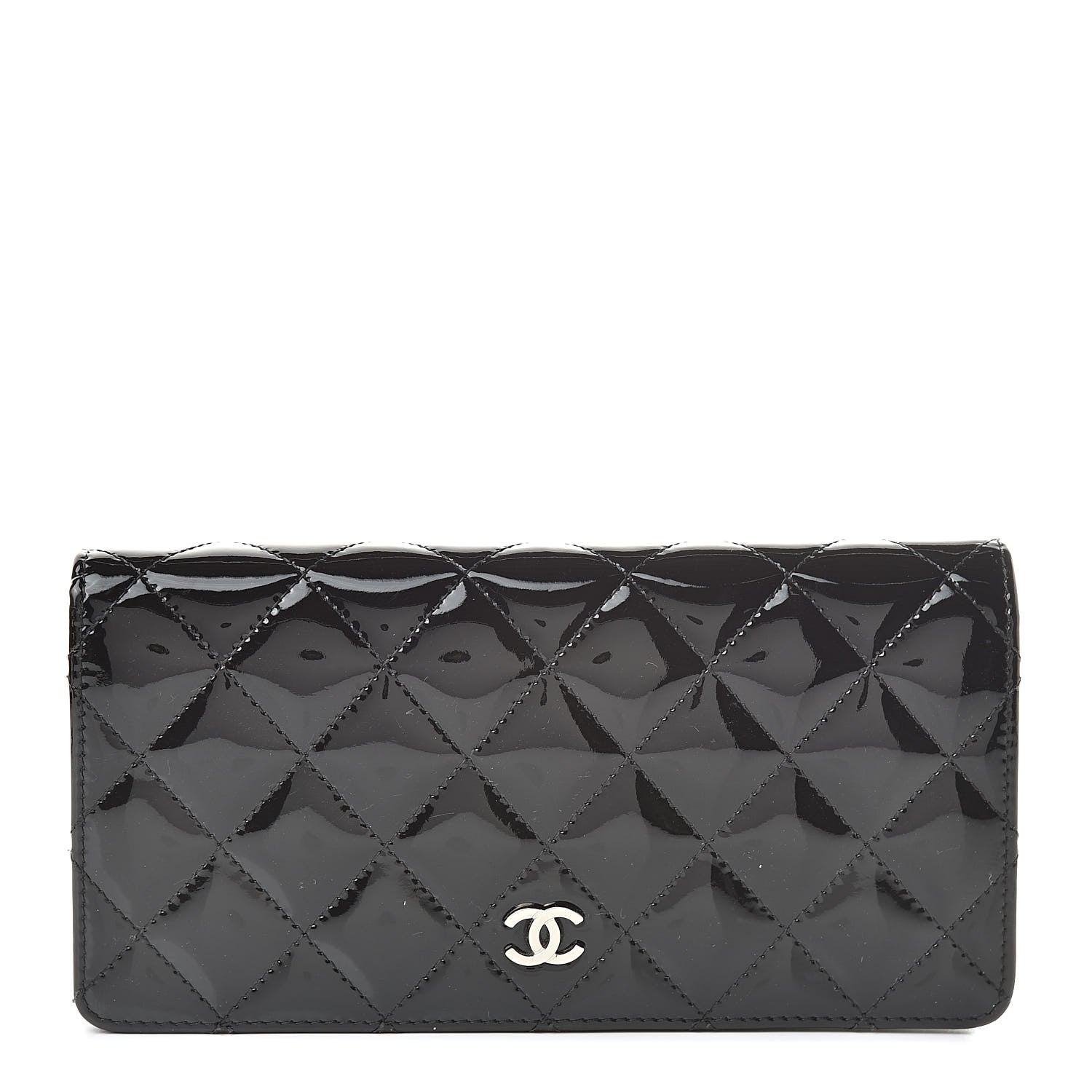 Chanel Patent Calfskin Quilted Yen Wallet Black 1 of 10