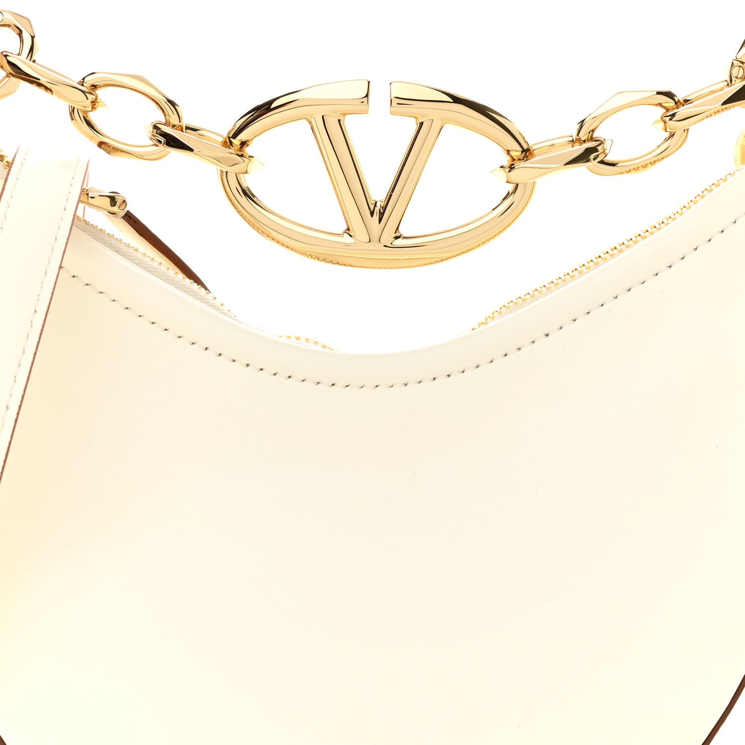 Valentino Garavani Nappa Mini Vlogo Moon Hobo Bag Ivory 8 of 10