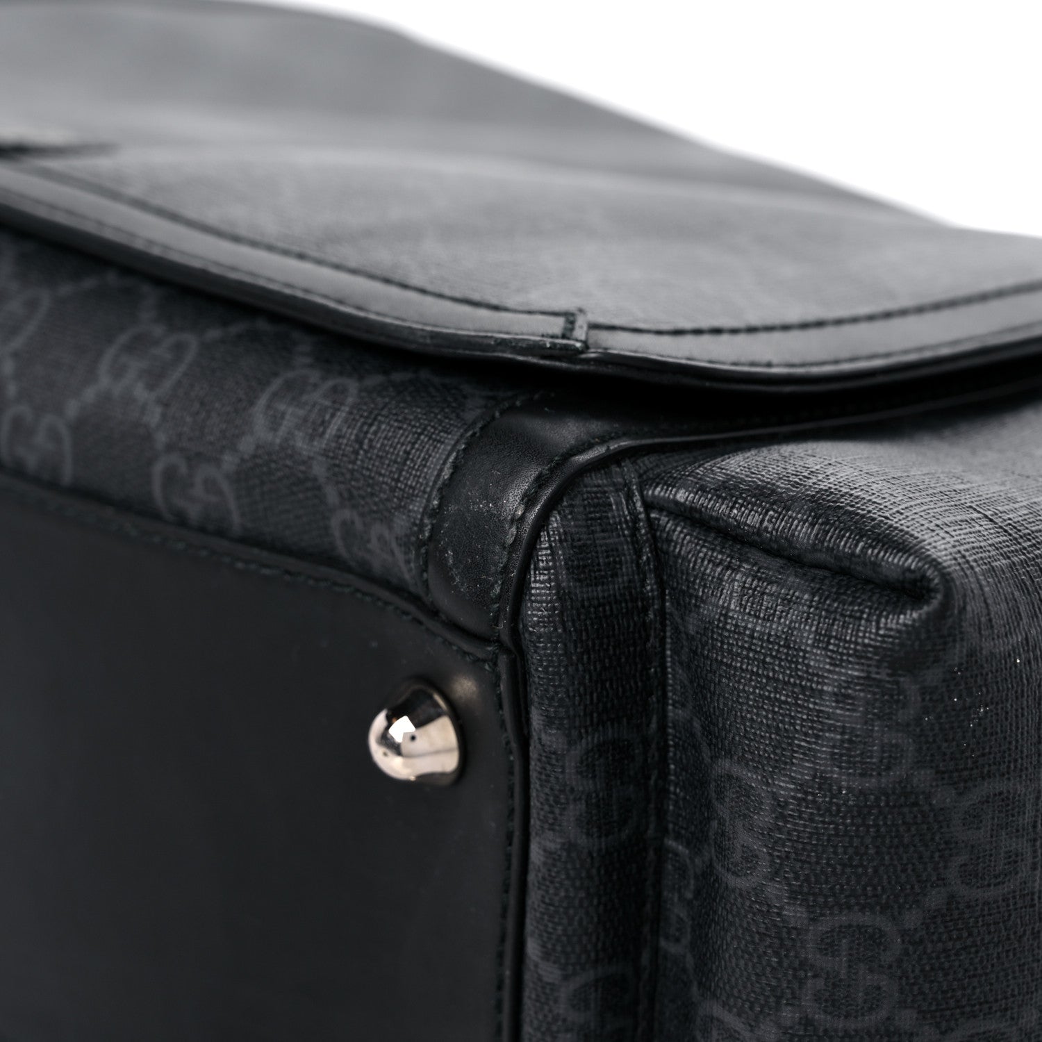 Gucci GG Supreme Monogram Web Messenger Diaper Bag Black Grey 10 of 23