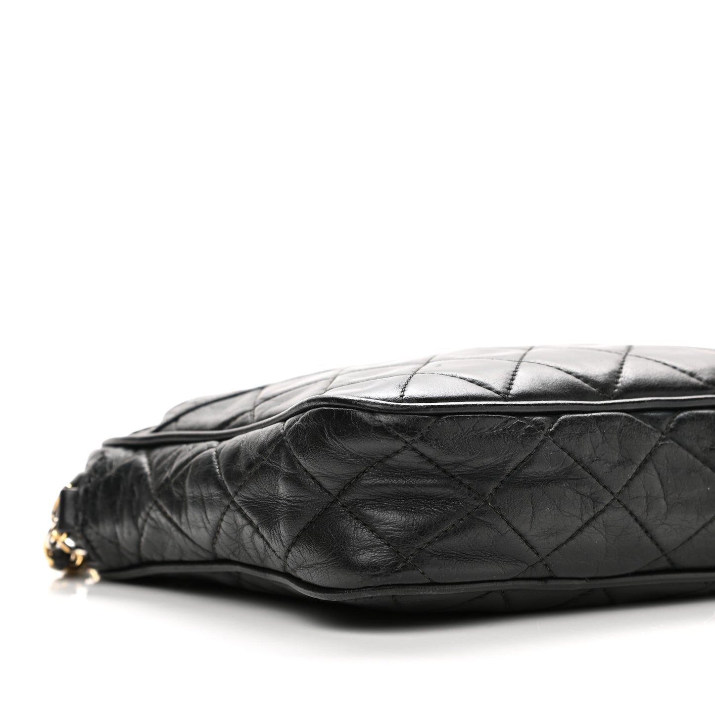 Lambskin Quilted CC Tassel Camera Case Black