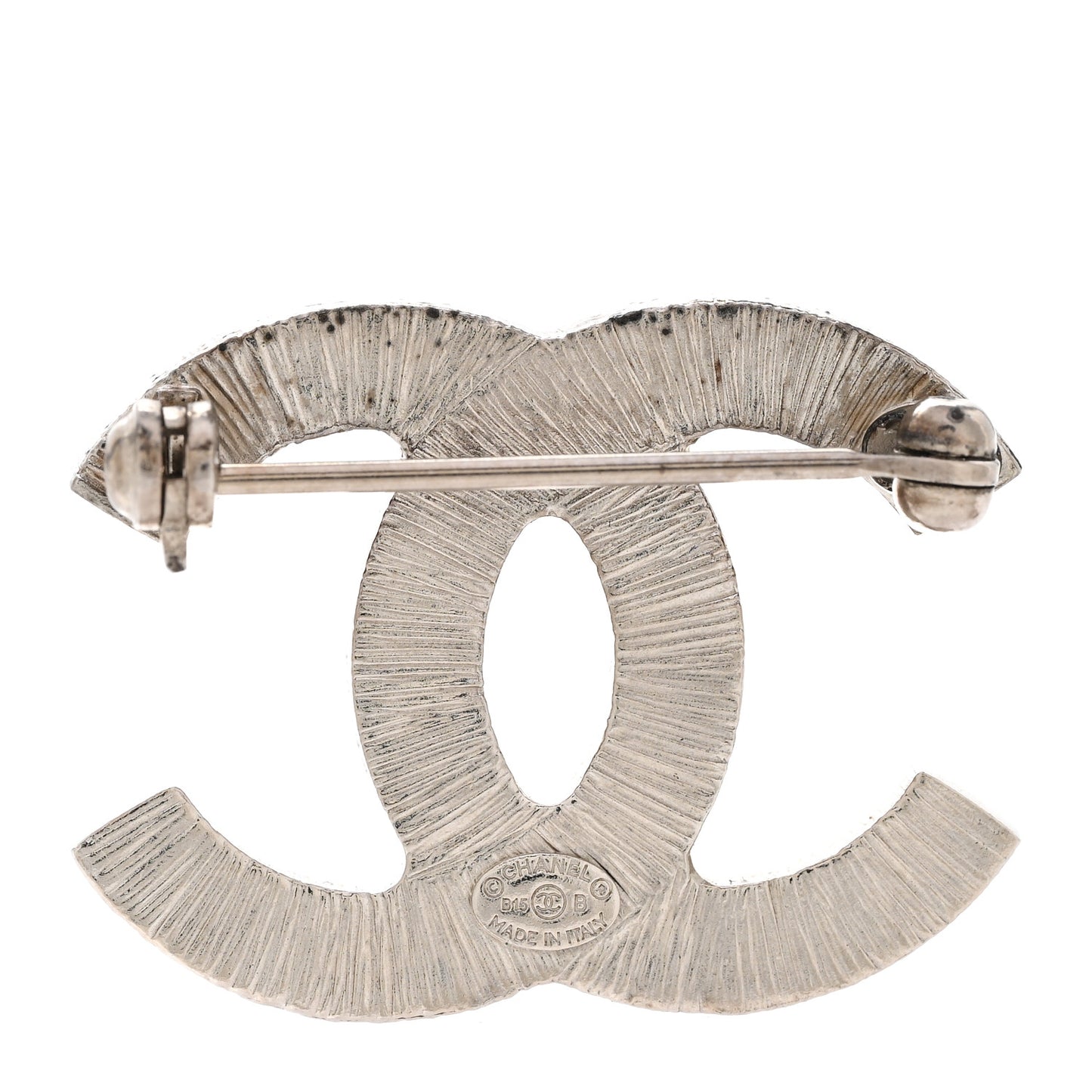 Crystal Baguette CC Mini Brooch Silver