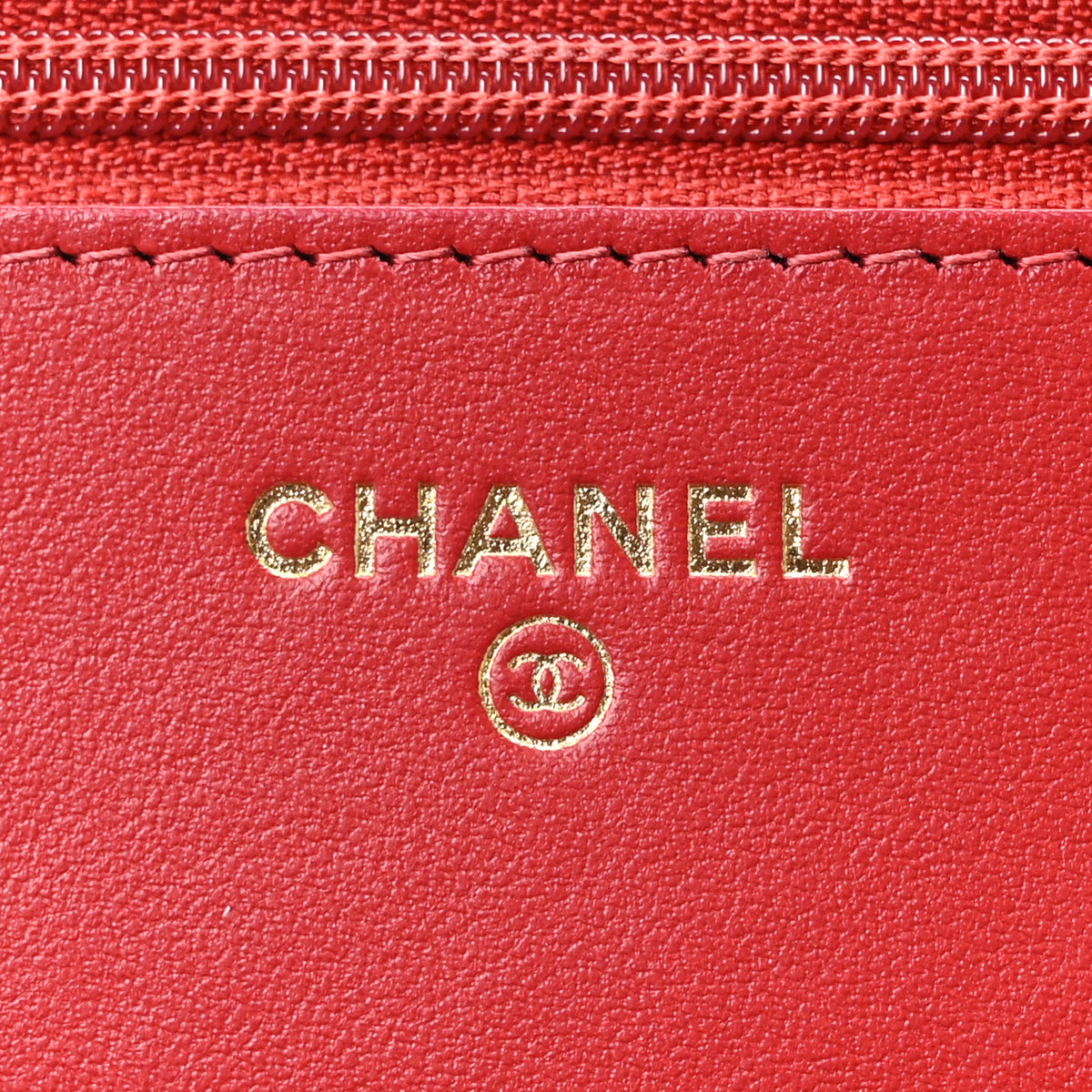 Caviar Camellia Embossed Wallet On Chain WOC Red