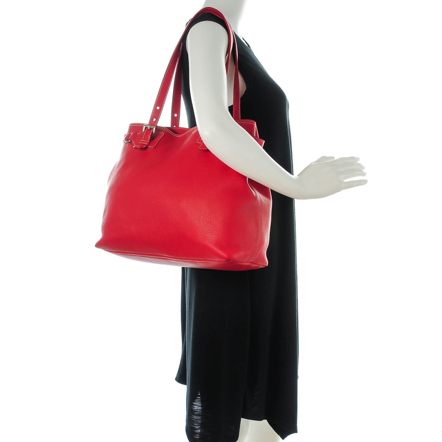 Prada Vitello Daino Shoulder Bag Rosso 2 of 9