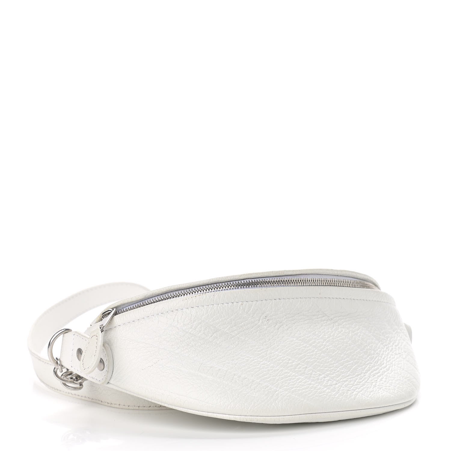 Balenciaga Shiny Goatskin Allover Logo Embossed XXS Souvenir Belt Bag White 4 of 18