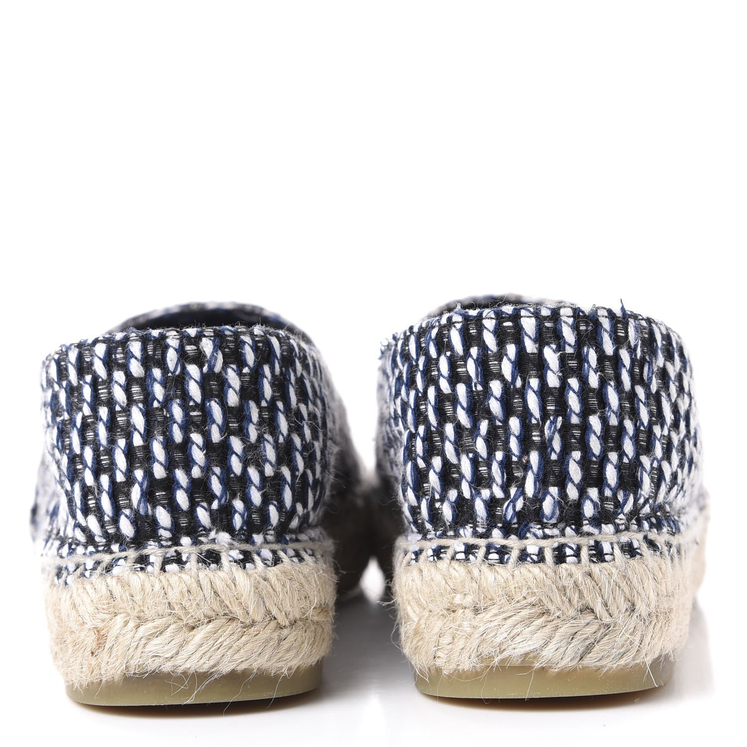 Chanel Tweed Grosgrain CC Espadrilles 36 Black Navy White 7 of 11