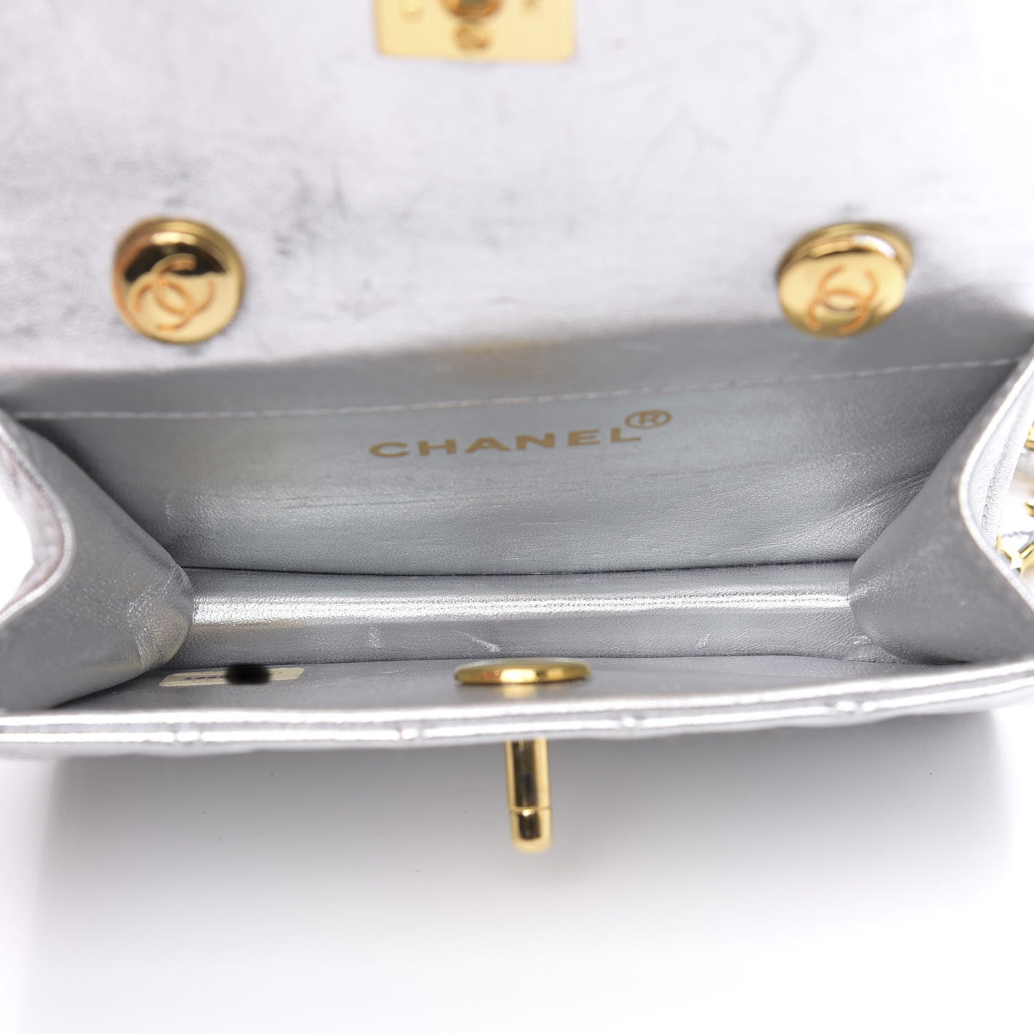 Chanel Metallic Lambskin Quilted Micro Mini Flap Silver 5 of 13
