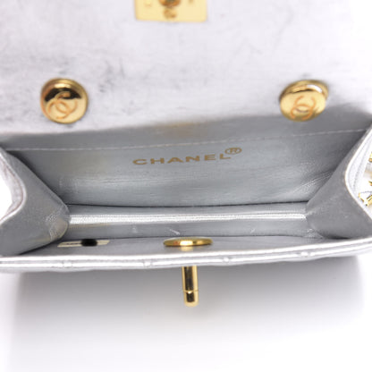 Chanel Metallic Lambskin Quilted Micro Mini Flap Silver 5 of 13