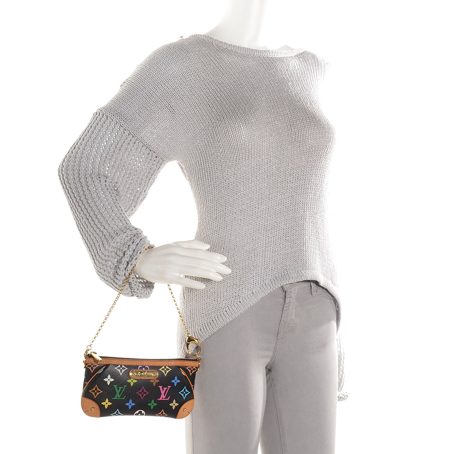 Louis Vuitton Monogram Multicolor Pochette Milla MM Black 2 of 7
