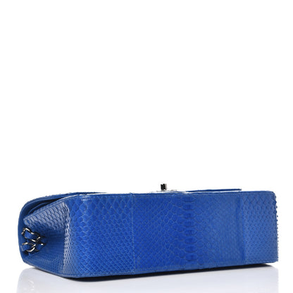 Chanel Python Jumbo Double Flap Bright Blue 4 of 9