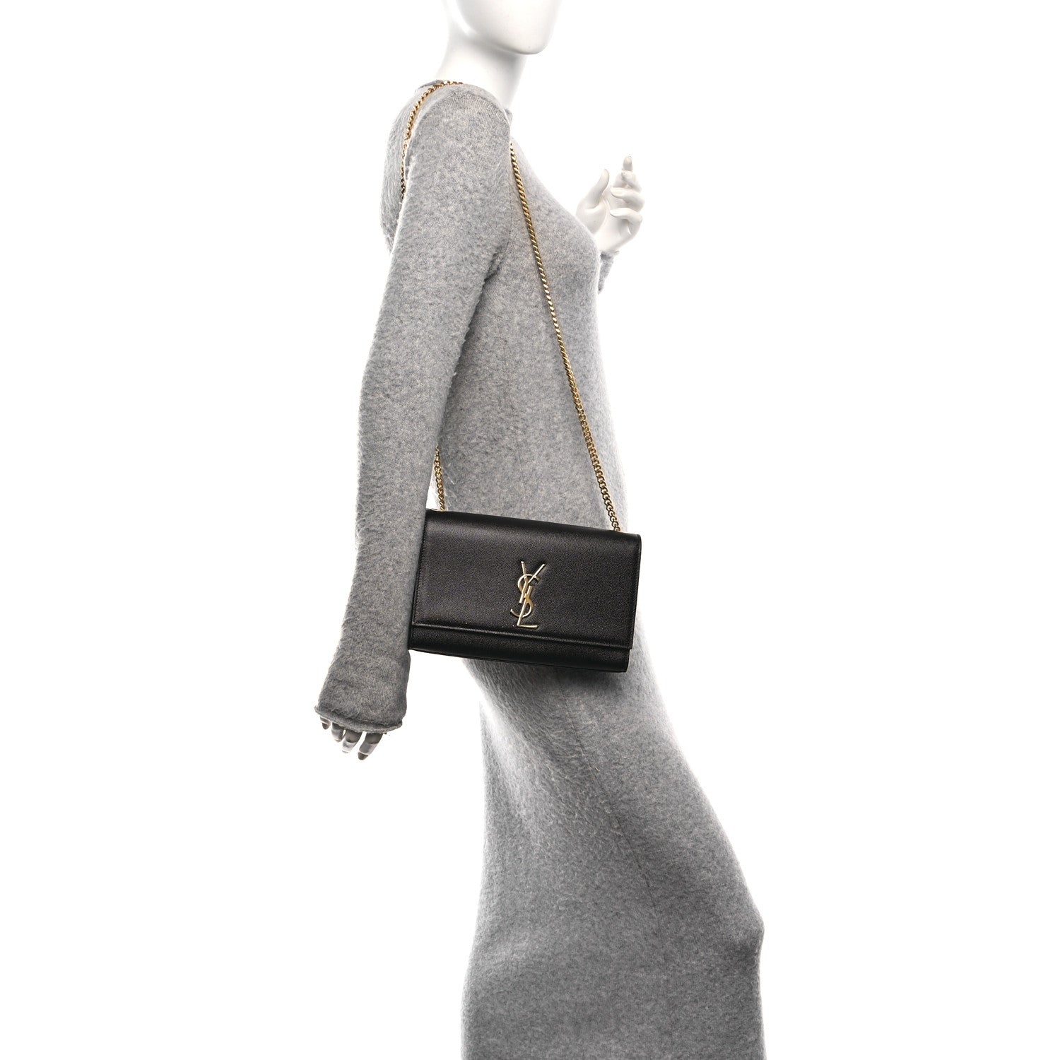 Saint Laurent Grain De Poudre Medium Classic Monogram Kate Satchel Black 2 of 9