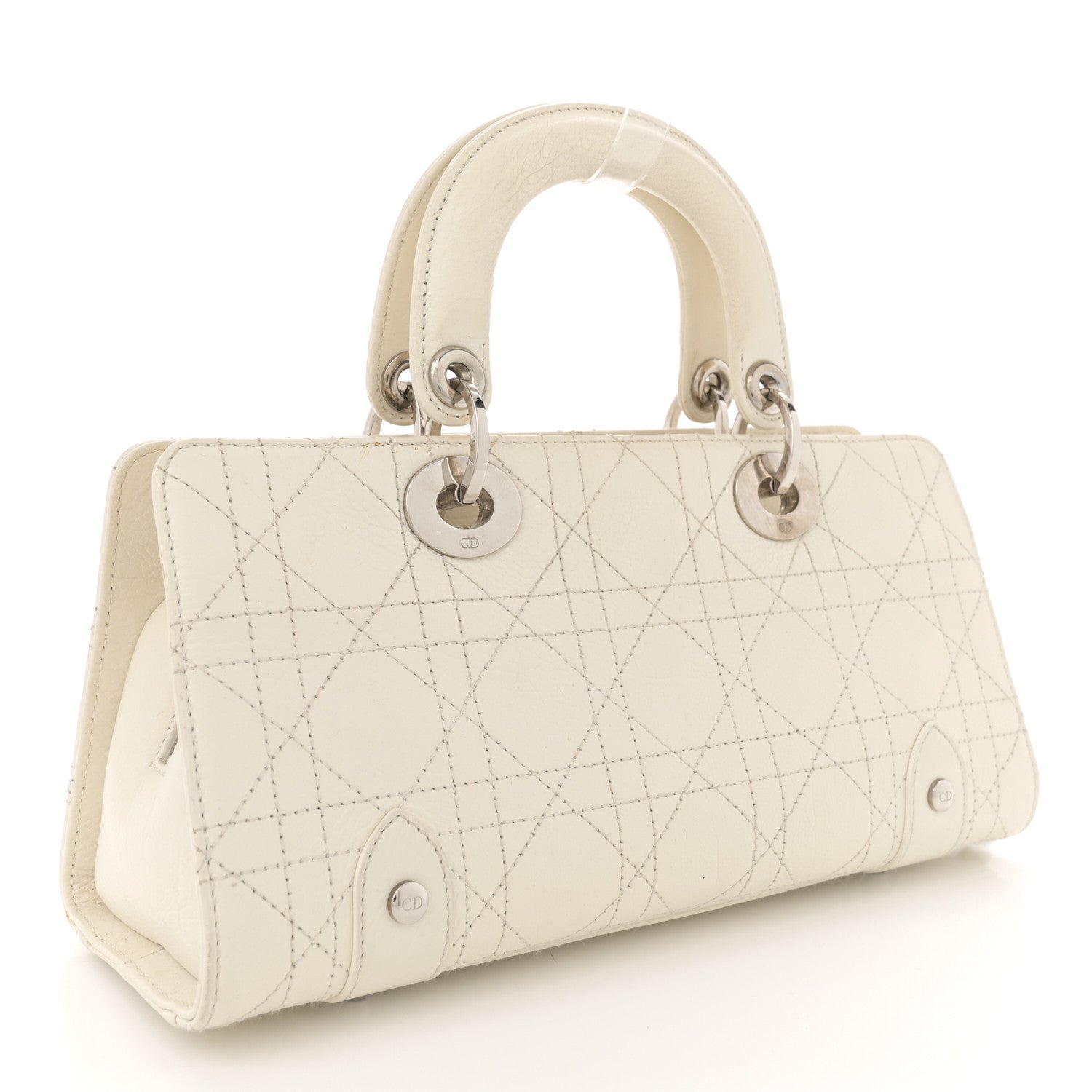 Christian Dior Calfskin Cannage Stitched Small East West Lady Dior White 3 of 16