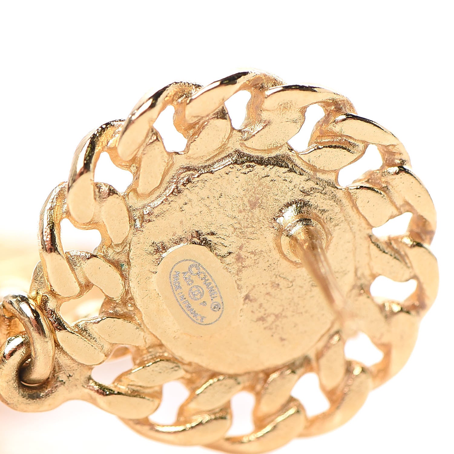 Chanel Metal Pearl CC Chain Drop Earrings Gold 4 of 5