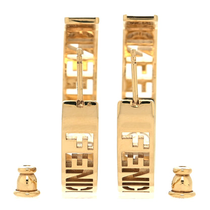 Fendi Bronze Small Signature Hoop Earrings Gold 3 of 4