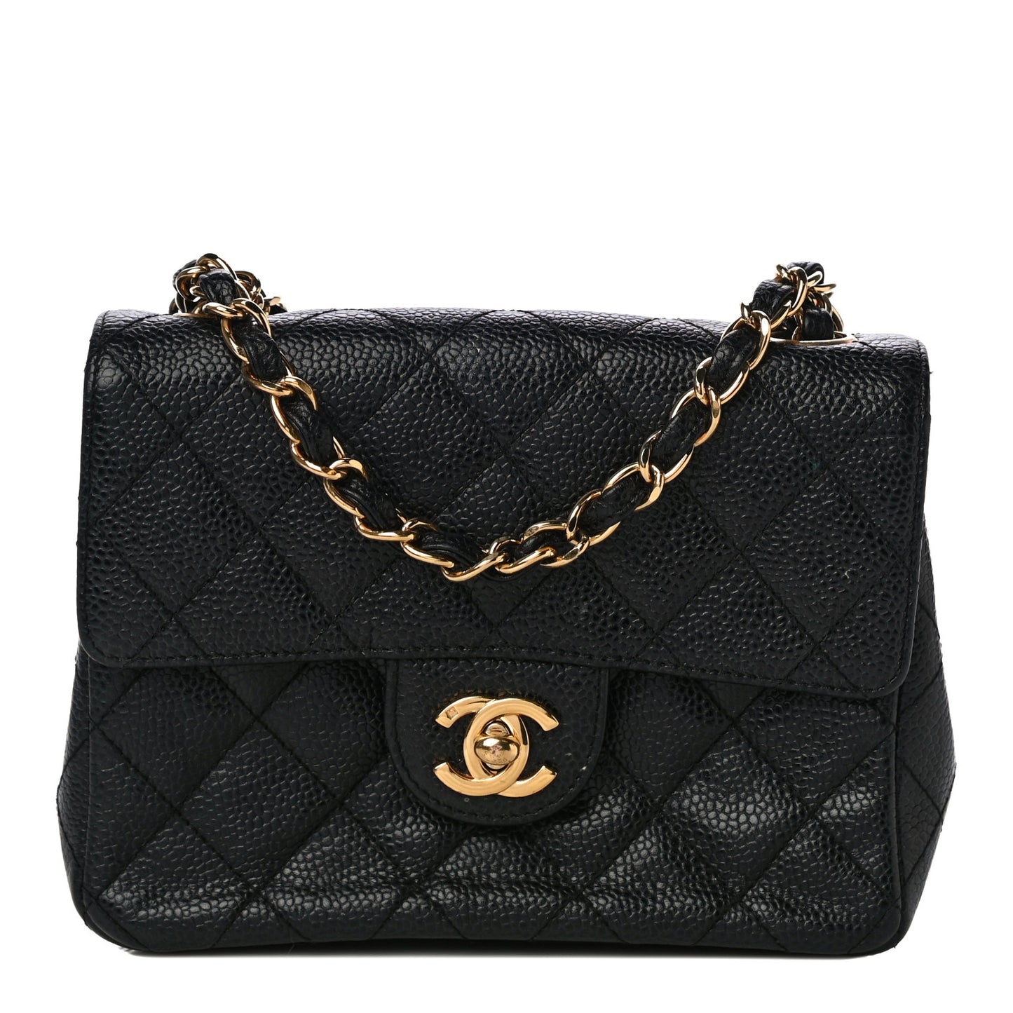 Caviar Quilted Mini Square Flap Black