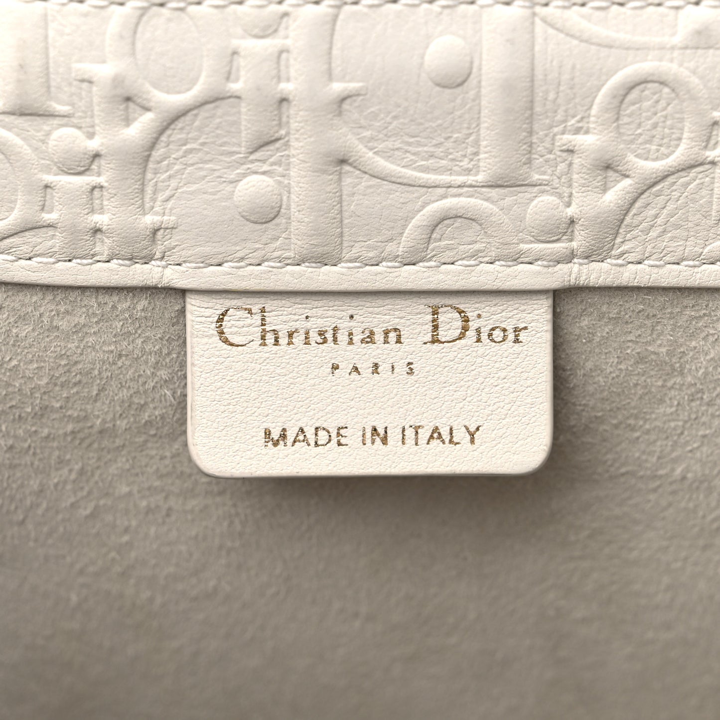 Oblique Calfskin Embossed Medium Book Tote Ivory